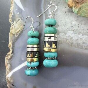 Tommy & Rosita Singer Sterling Silver Turquoise Rounded Beads Dangle Earrings
